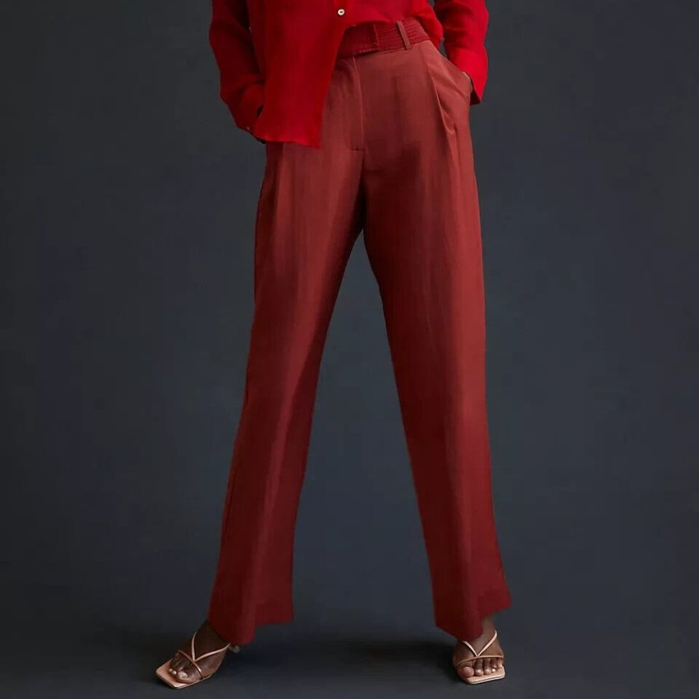 Anthropologie Tiny 6 NWT Noreen Pants Tailored Dress Trousers Dark Burnt Orange